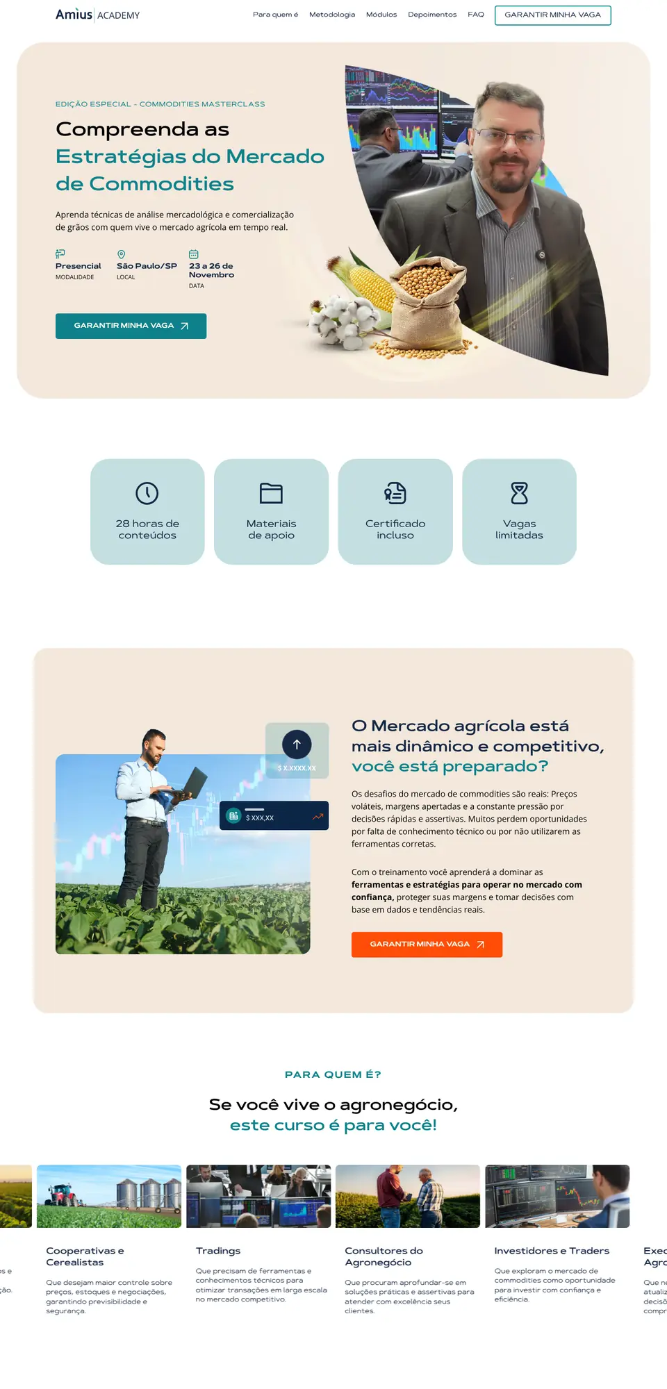 Site Amius Academy, criado pela Boutiq