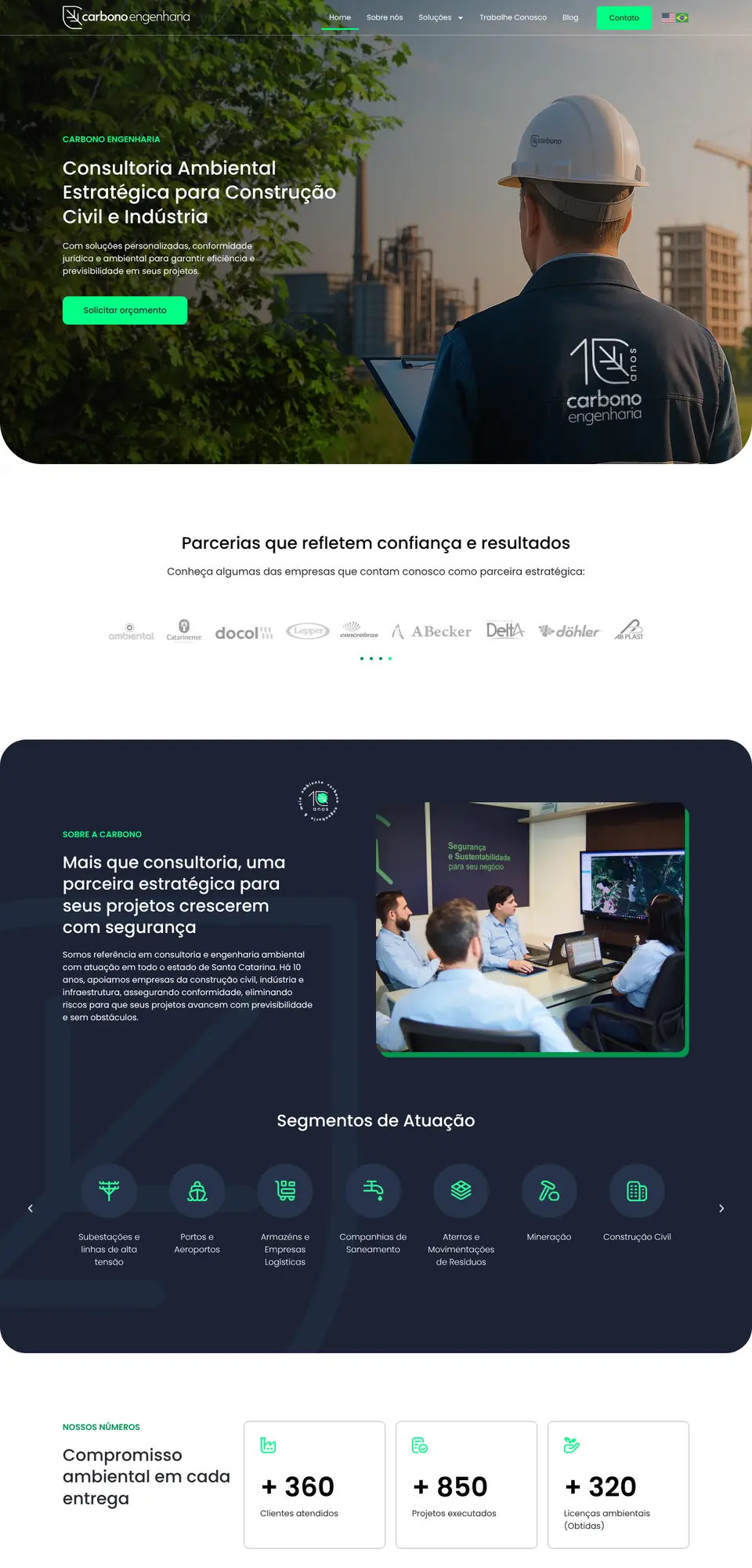 Site Carbono Engenharia, criado pela Boutiq