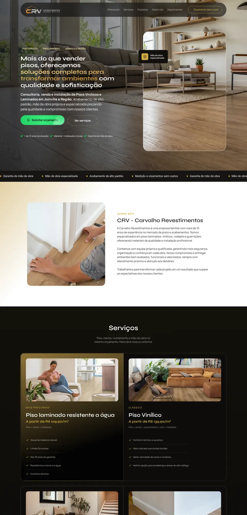Site CRV Revestimentos, criado pela Boutiq