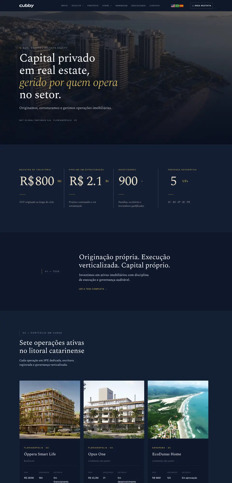 Site Cubby Real Estate, criado pela Boutiq