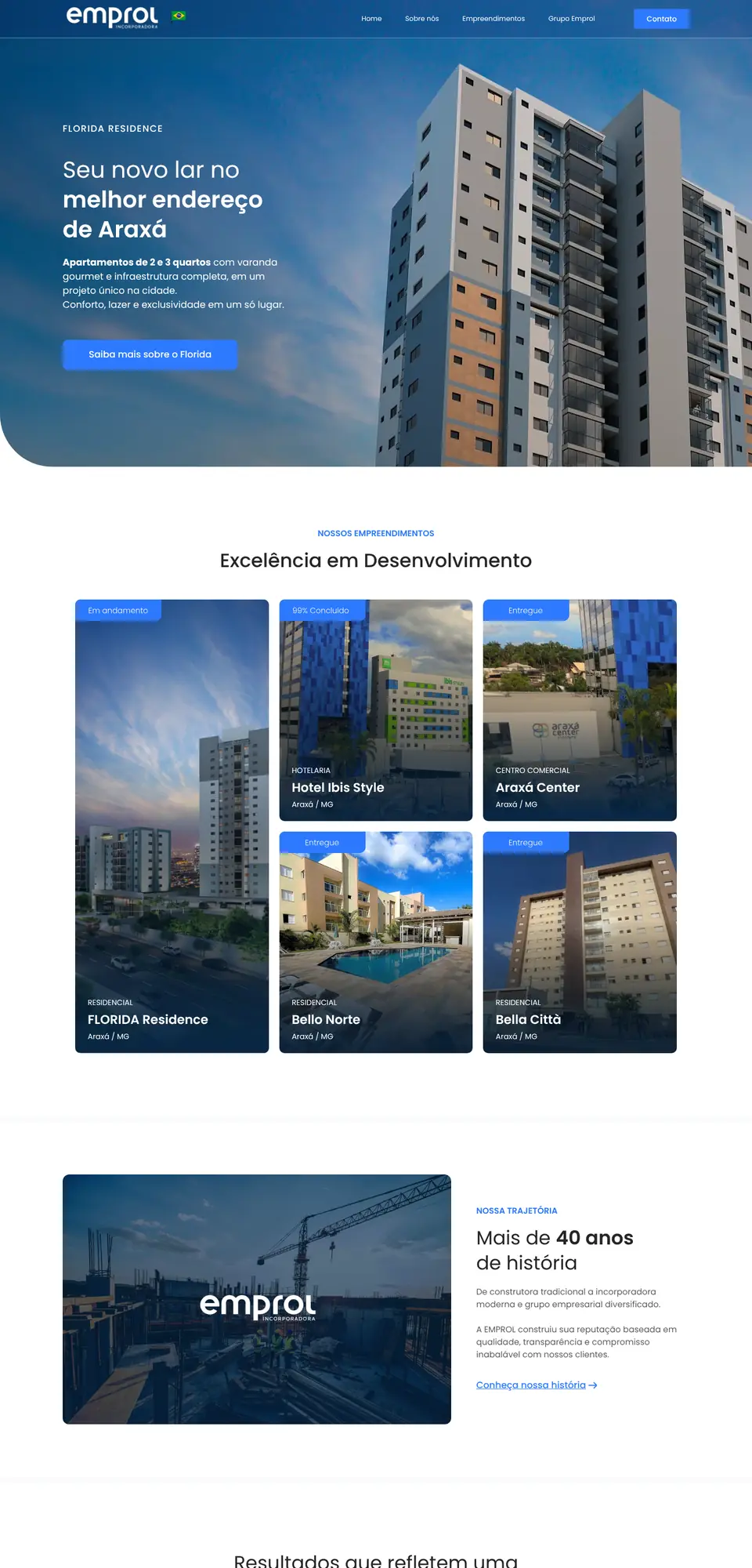 Site Emprol Incorporadora, criado pela Boutiq