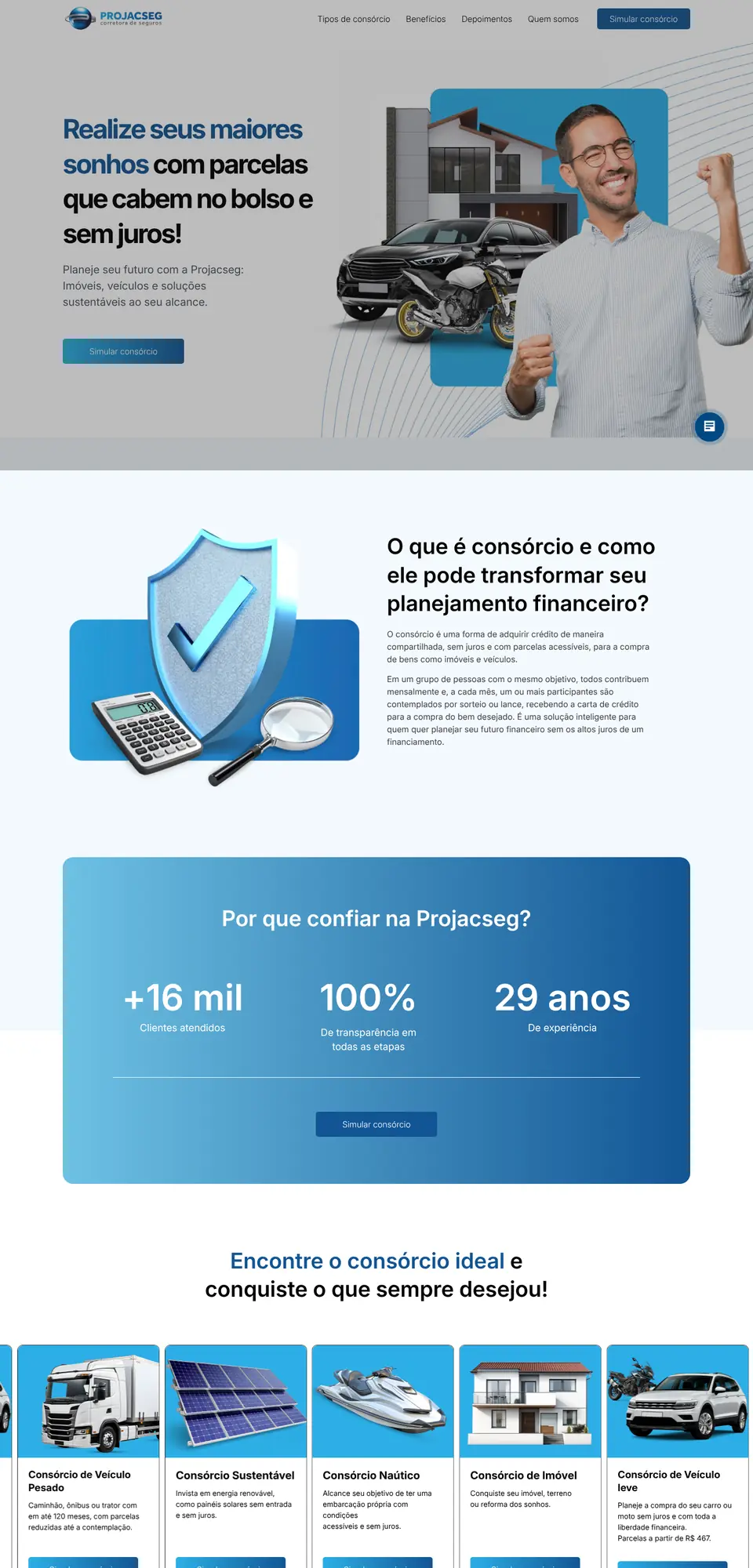 Site LP Projacseg, criado pela Boutiq