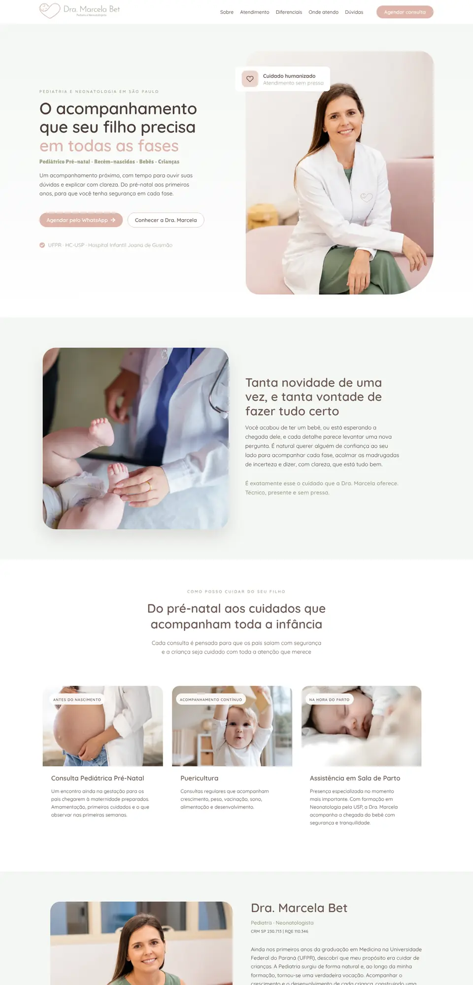 Site Pediatra Marcela Bet, criado pela Boutiq