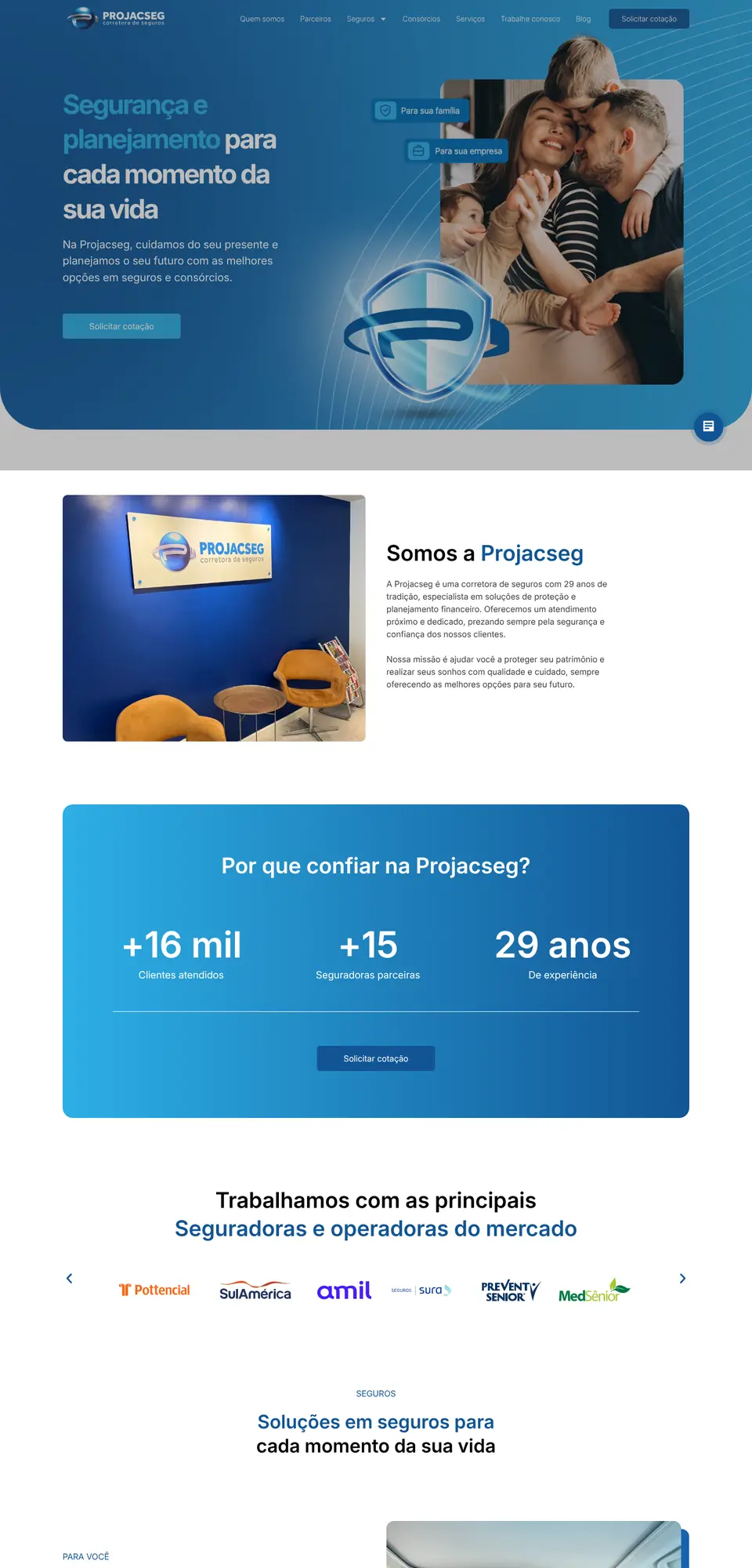 Site Projacseg, criado pela Boutiq
