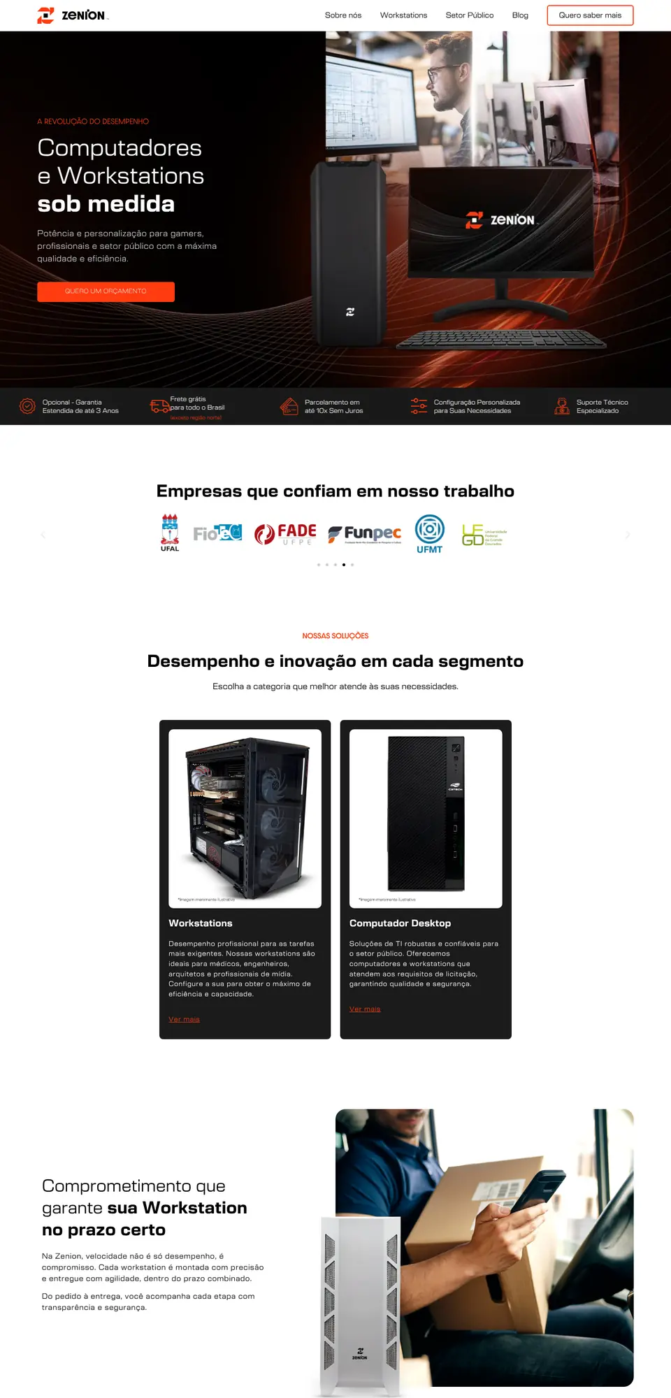 Site Zenion, criado pela Boutiq